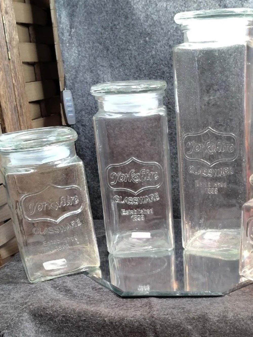 Vintage Apothecary Jars with Lids Set of 3